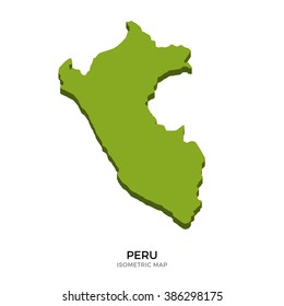 Isometric map of Peru detailed vector illustration. Isolated 3D isometric country concept for infographic