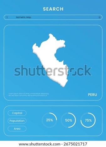 Isometric map of Peru look like cloud with infographic template layout for education or design element