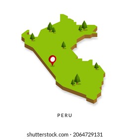 Isometric Map of Peru. Simple 3D Map. Vector Illustration - EPS 10 Vector