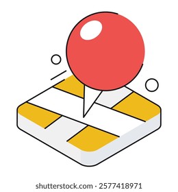 Isometric map pin with graph and checkmark, ideal for business directories, location-based services, and corporate navigation tools.