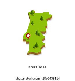 Isometric Map of Portugal. Simple 3D Map. Vector Illustration - EPS 10 Vector