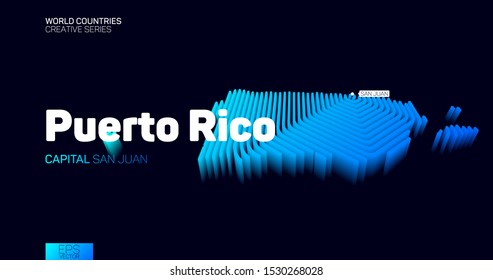 Isometric map of Puerto Rico with blue hexagon lines