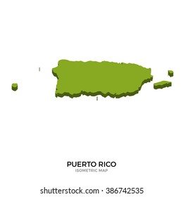 Isometric map of Puerto Rico detailed vector illustration. Isolated 3D isometric country concept for infographic