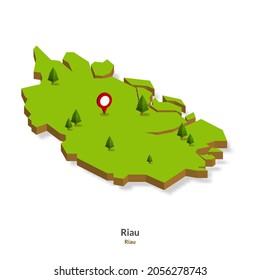 Isometric Map of Riau Province, Indonesia. Simple 3D Map. Vector Illustration - EPS 10 Vector