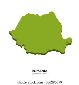 Isometric map of Romania detailed vector illustration. Isolated 3D isometric country concept for infographic