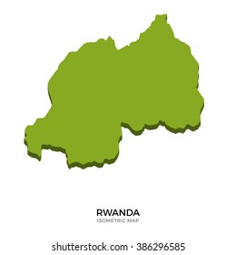 Isometric map of Rwanda detailed vector illustration. Isolated 3D isometric country concept for infographic