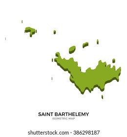 Isometric map of Saint Barthelemy detailed vector illustration. Isolated 3D isometric country concept for infographic
