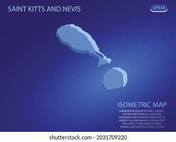 Isometric map of Saint Kitts and Nevis. Vector modern on blue background. Isolated 3D isometric concept for infographic. Vector illustration. EPS 10.
