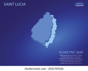 Mapa isométrico de Santa Lucía. Vector moderno de fondo azul. Concepto isométrico 3D aislado para infografía. Ilustración vectorial. EPS 10.

