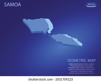 Isometric map of Samoa. Vector modern on blue background. Isolated 3D isometric concept for infographic. Vector illustration. EPS 10.
