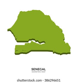 Isometric map of Senegal detailed vector illustration. Isolated 3D isometric country concept for infographic