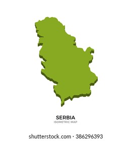 Isometric map of Serbia detailed vector illustration. Isolated 3D isometric country concept for infographic