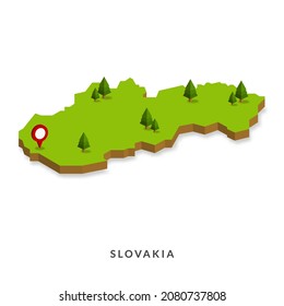 Isometric Map of Slovakia. Simple 3D Map. Vector Illustration - EPS 10 Vector