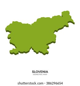 Isometric map of Slovenia detailed vector illustration. Isolated 3D isometric country concept for infographic