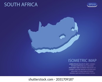 Isometric map of South Africa. Vector modern on blue background. Isolated 3D isometric concept for infographic. Vector illustration. EPS 10.
