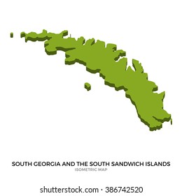 Isometric map of South Georgia and the South Sandwich Islands detailed vector illustration. Isolated 3D isometric country concept for infographic