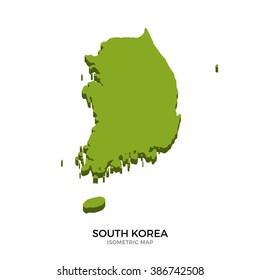 Mapa isométrico de Corea del Sur detallado ilustración vectorial. Concepto aislado de país isométrico 3D para infografía