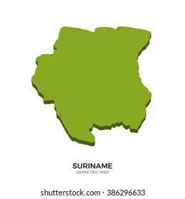 Isometric map of Suriname detailed vector illustration. Isolated 3D isometric country concept for infographic