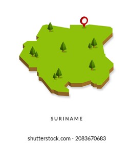 Isometric Map of Suriname. Simple 3D Map. Vector Illustration - EPS 10 Vector