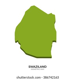 Isometric map of Swaziland detailed vector illustration. Isolated 3D isometric country concept for infographic