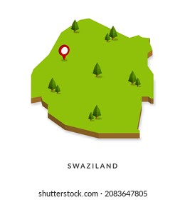 Isometric Map of Swaziland. Simple 3D Map. Vector Illustration - EPS 10 Vector