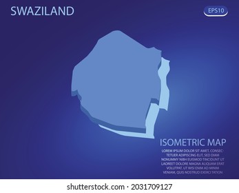 Mapa isométrico de Suazilandia. Vector moderno de fondo azul. Concepto isométrico 3D aislado para infografía. Ilustración vectorial. EPS 10.
