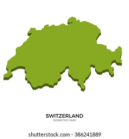 Isometric map of Switzerland detailed vector illustration. Isolated 3D isometric country concept for infographic