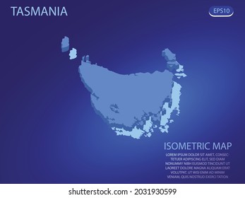 Isometric map of Tasmania. Vector modern on blue background. Isolated 3D isometric concept for infographic. Vector illustration. EPS 10.