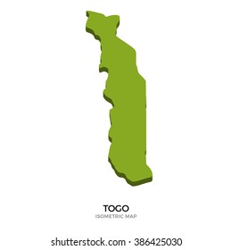 Isometric map of Togo detailed vector illustration. Isolated 3D isometric country concept for infographic
