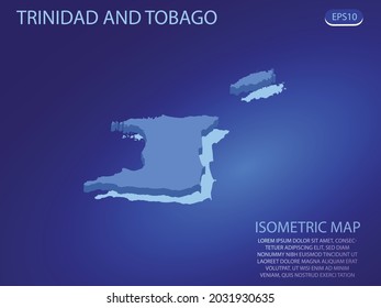 Isometric map of Trinidad and Tobago. Vector modern on blue background. Isolated 3D isometric concept for infographic. Vector illustration. EPS 10.