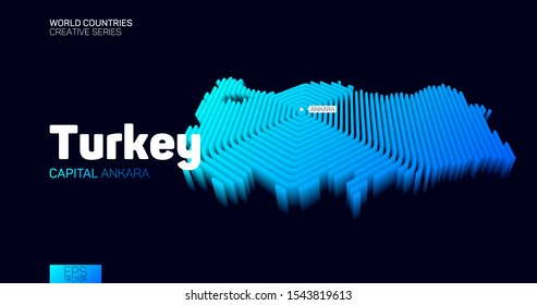 Isometric map of Turkey with blue hexagon lines