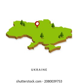 Isometric Map of Ukraine. Simple 3D Map. Vector Illustration - EPS 10 Vector