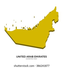Isometric map of United Arab Emirates detailed vector illustration. Isolated 3D isometric country concept for infographic