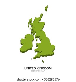 Isometric map of United Kingdom detailed vector illustration. Isolated 3D isometric country concept for infographic