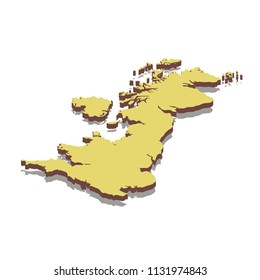 Isometric map of United Kingdom. Isolated 3D isometric vector illustration for infographic.