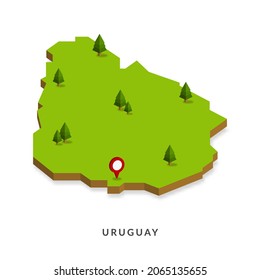 Isometric Map of Uruguay. Simple 3D Map. Vector Illustration - EPS 10 Vector