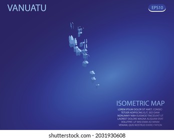Isometric map of Vanuatu. Vector modern on blue background. Isolated 3D isometric concept for infographic. Vector illustration. EPS 10.
