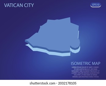 Isometric map of Vatican City. Vector modern on blue background. Isolated 3D isometric concept for infographic. Vector illustration. EPS 10.