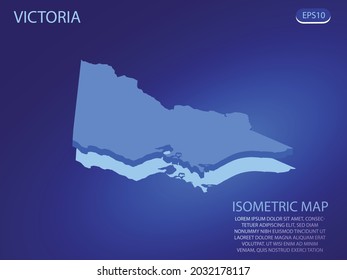 Isometric map of Victoria. Vector modern on blue background. Isolated 3D isometric concept for infographic. Vector illustration. EPS 10.