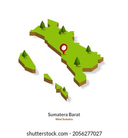 Isometric Map of West Sumatra Province, Indonesia. Simple 3D Map. Vector Illustration - EPS 10 Vector