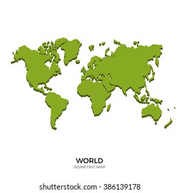 Mapa isométrico de la ilustración vectorial de World. Concepto aislado de país isométrico 3D para infografía