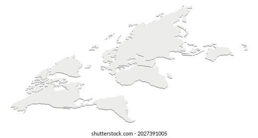 Isometrische Weltkarte. graue Silhouette auf weißem Hintergrund. 3D-Vektorgrafik