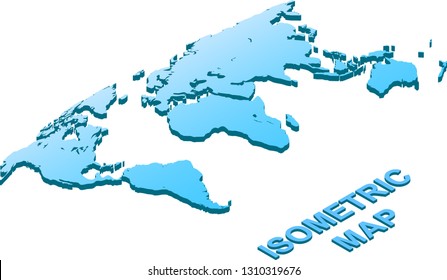 Isometric Map of world isolated on white background. Illustration Vector. 