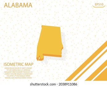isometrische Karte gelb von Alabama Modern Graphics Mesh Point Hintergrund. für Website, Infografik, Banner, Vektorgrafik EPS10 