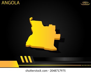 isometric map yellow of Angola on background yellow black frame design innovation concept. for text and message artwork design.Vector Illustration.