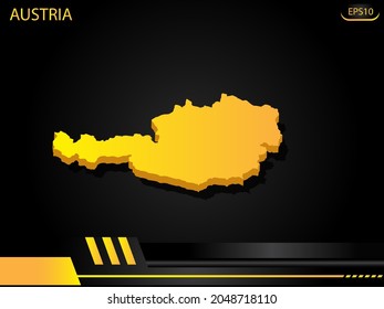 mapa isométrico amarillo de Austria sobre el concepto de innovación de diseño de marco negro amarillo de fondo. para diseño de imágenes de texto y mensajes.Ilustración vectorial.