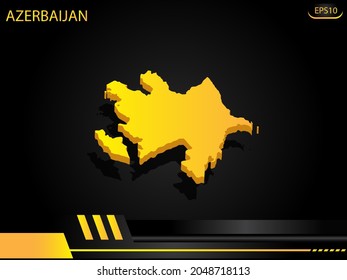 mapa isométrico amarillo de Azerbaiyán sobre el concepto de innovación de diseño de marco amarillo negro. para diseño de imágenes de texto y mensajes.Ilustración vectorial.