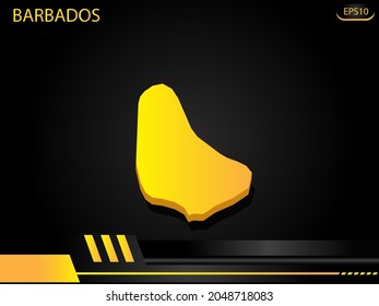 isometric map yellow of Barbados on background yellow black frame design innovation concept. for text and message artwork design.Vector Illustration.