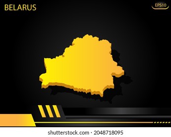 isometric map yellow of Belarus on background yellow black frame design innovation concept. for text and message artwork design.Vector Illustration.