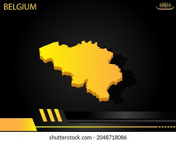 isometric map yellow of Belgium on background yellow black frame design innovation concept. for text and message artwork design.Vector Illustration.